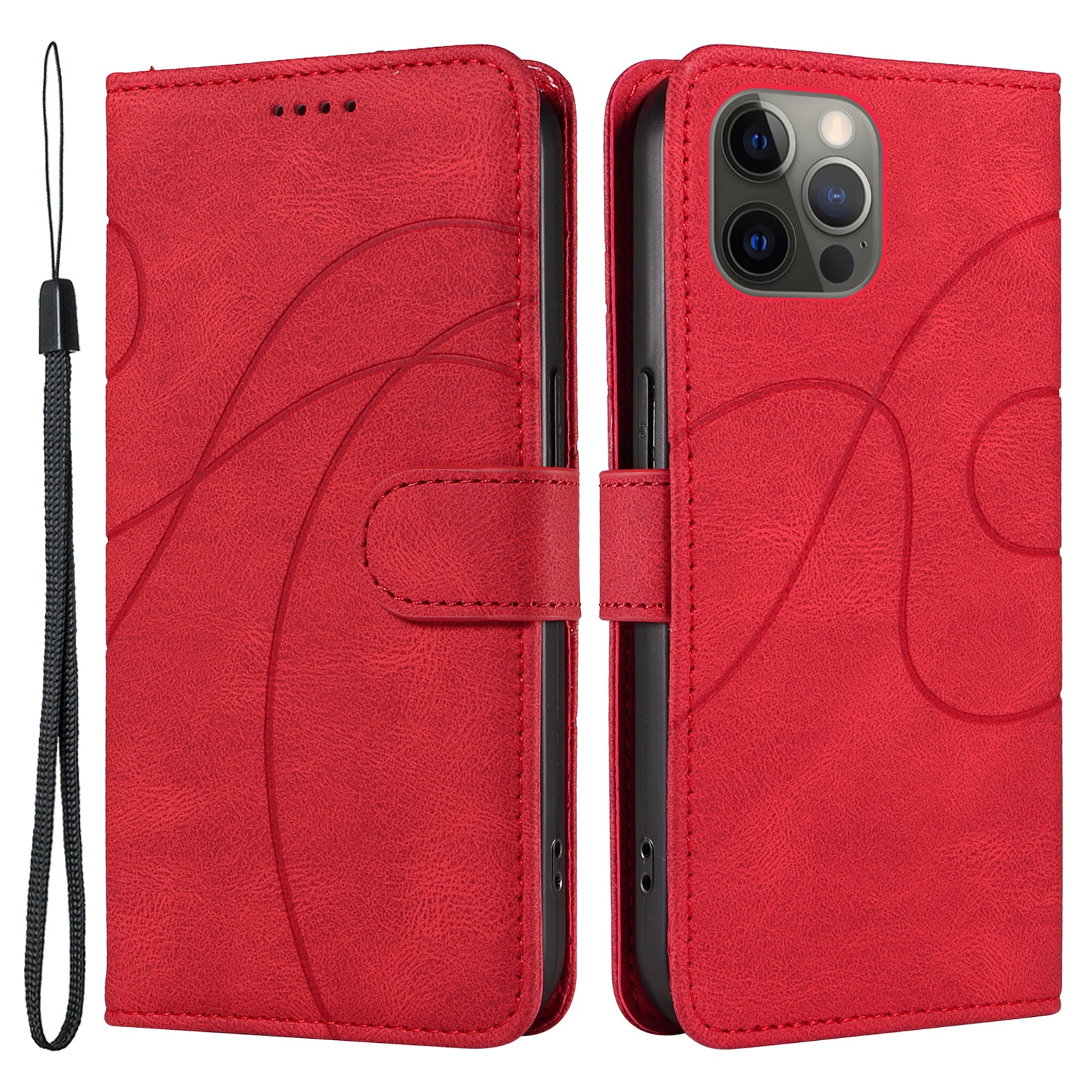 For iPhone 12 Pro Max Imprinted Line Phone Case PU Leather Cover with Wallet Stand For iPhone 12 Pro Max Imprinted Line Phone Case PU Leather Cover with Wallet Stand